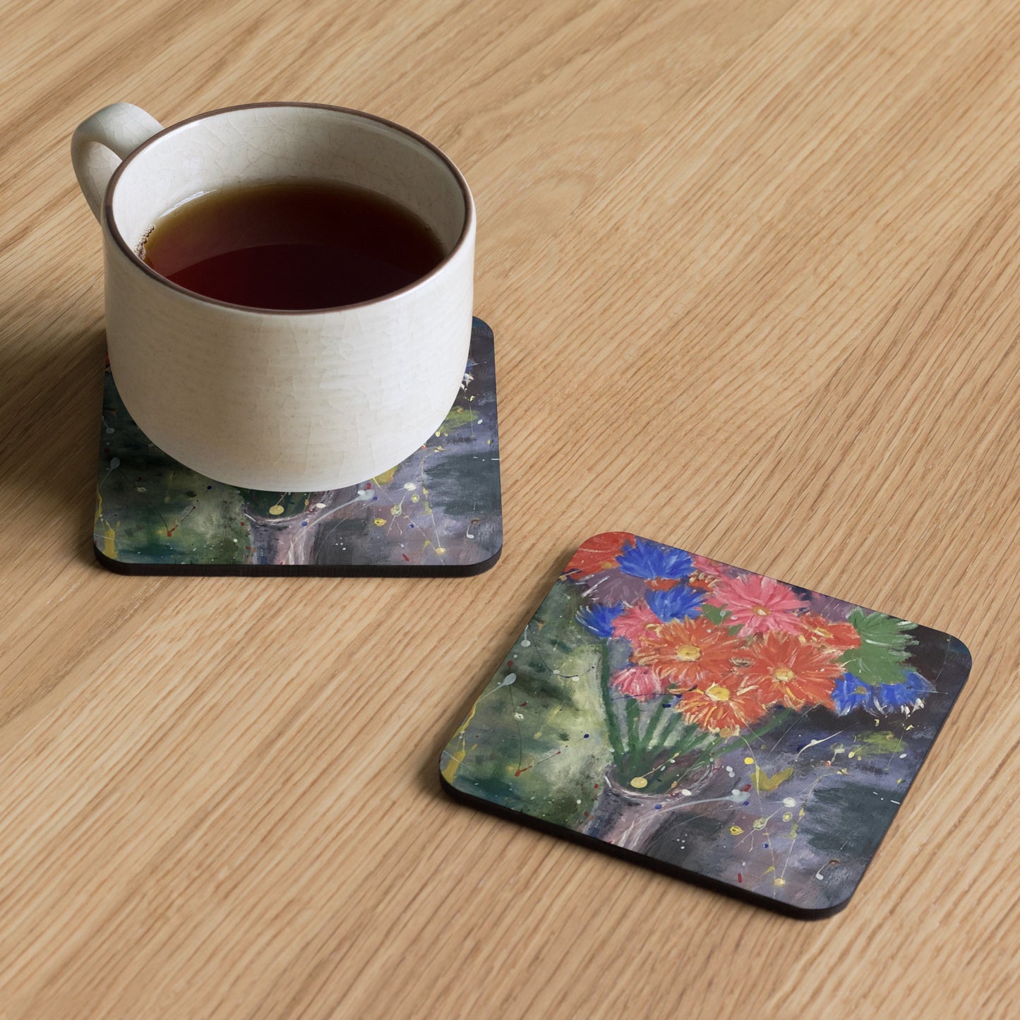 Cork-back coaster - Flowers for you